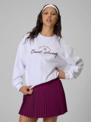 4F Bluza dresowa loose bez kaptura damska - biała M. Białe bluzy bez kaptura damskie 4f, m, z bawełny. Za 149.99 zł.