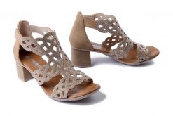 RIEKER 64773-61 beige, sandały damskie. Brązowe sandały damskie Rieker, bez wzorów, bez obcasa, na obcasie. Za 279.92 zł.