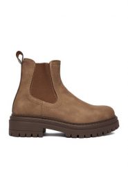 Clara Barson Botki CEO-WS5195-26 Beżowy. Brązowe botki damskie Clara Barson, z materiału, bez obcasa, na płaskiej podeszwie, bez zapięcia. Za 159.99 zł.
