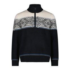 Sweter z zamkiem błyskawicznym CMP Wooltech. Niebieskie swetry męskie CMP, m, bez wzorów, z tkaniny, bez kołnierzyka. Za 342.50 zł.