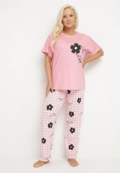 Różowy Komplet Piżamowy z Motywem Kwiatowym Spodnie i T-shirt Milossa. Czerwone piżamy damskie Born2be, plus size, z aplikacjami, plus size, bez ramiączek. Za 39.99 zł.