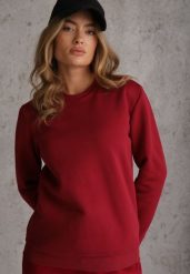 Bordowa Bluza Basic Ocieplana Polarem Kaianna. Czerwone bluzy bez kaptura damskie Renee, l, z jeansu. Za 59.99 zł.