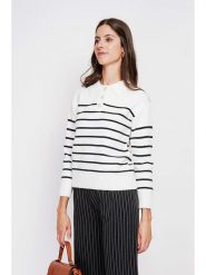 ASSUILI Sweter w kolorze biało-czarnym rozmiar: 40. Białe swetry klasyczne damskie Assuili, bez kołnierzyka. Za 113.99 zł.