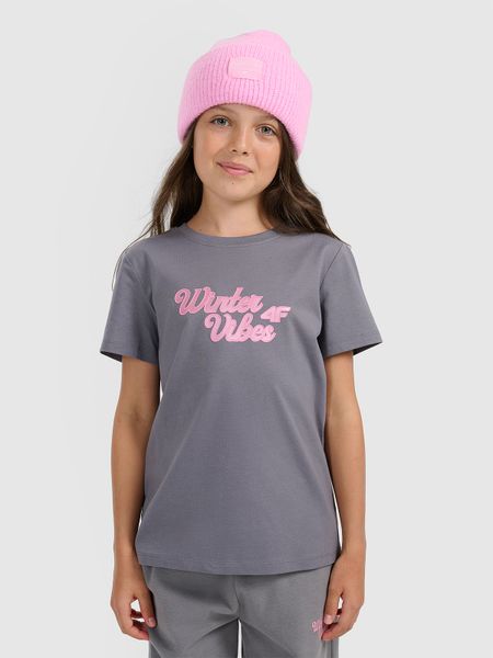 4F T-shirt regular z nadrukiem dziewczęcy - szary 152 (11-12 lat). Szare koszulki dziewczęce 4f, uniwersalny, bez wzorów, z bawełny, bez ramiączek. W wyprzedaży za 29.99 zł.