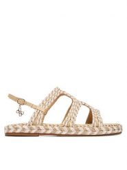 Guess Sandały FLJKLR FAP03 Beżowy jasny. Brązowe sandały damskie Guess, z aplikacjami, z syntetyku, bez obcasa, na płaskiej podeszwie. Za 549.99 zł.