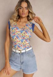 Niebieski Top z Wiskozy Bez Rękawów Irislora. Niebieskie topy damskie Renee, m, bez wzorów, z jeansu, bez kołnierzyka. Za 39.99 zł.