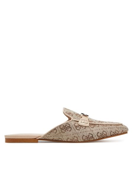Guess Klapki FLJBO2 LEL06 Beżowy. Brązowe klapki damskie Guess, z aplikacjami, z poliesteru, bez obcasa. Za 309.99 zł.