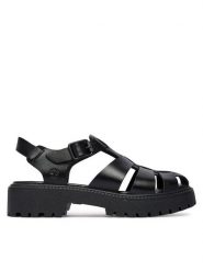 Timberland Sandały Stone Street TB0A5S65W021 Czarny. Czarne sandały damskie Timberland, bez wzorów, ze skóry, bez obcasa, na płaskiej podeszwie. Za 549.99 zł.