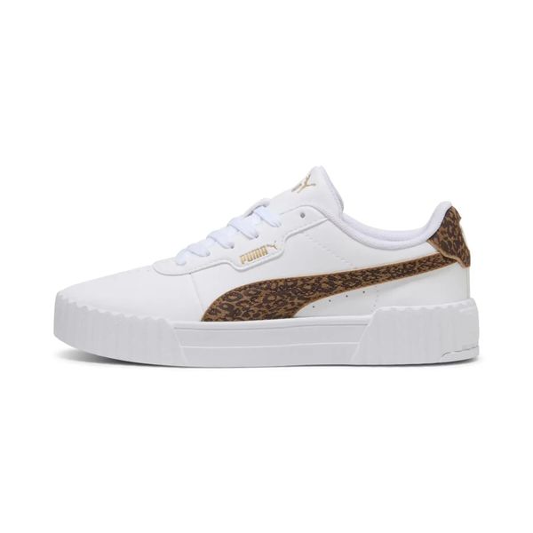 Buty sportowe damskie Puma Carina 3.0 Feline. Białe buty sportowe na co dzień damskie Puma, bez wzorów, ze skóry, tenisowe. Za 297.35 zł.