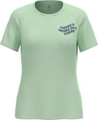 Koszulka damska Odlo ESSENTIAL PRINT T-shirt crew neck s/s. Zielone bluzki sportowe damskie Odlo, l, z materiału, bez kołnierzyka, bez ramiączek. Za 165.00 zł.