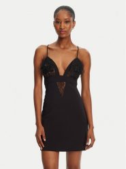 Elisabetta Franchi Sukienka koktajlowa AB72952E2-V460 Czarny Slim Fit. Czarne sukienki damskie Elisabetta Franchi, bez wzorów, z syntetyku, wizytowe, bez kołnierzyka, bez ramiączek. Za 1,979.00 zł.