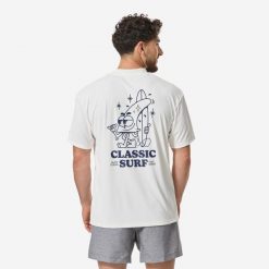 Koszulka UV surfingowa męska Decathlon Water T-shirt krótki rękaw. Białe t-shirty męskie Decathlon, l, bez wzorów, z materiału, bez kołnierzyka. Za 59.99 zł.