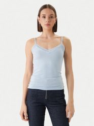 Morgan Top 192-BARBA.N Błękitny Slim Fit. Niebieskie topy damskie Morgan, l, bez wzorów, z wiskozy, bez kołnierzyka. Za 79.99 zł.