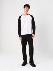 Piżama dwuczęściowa z bawełną - czarny. Czarne piżamy męskie Sinsay, l, bez wzorów, z bawełny, bez ramiączek. Za 59.99 zł.