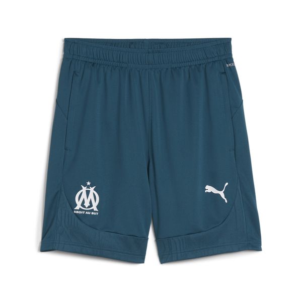Męskie szorty treningowe Olympique Marsylia PUMA Ocean Tropic White Blue. Białe szorty męskie Puma, bez kołnierzyka. W wyprzedaży za 165.00 zł.