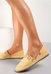 Żółte Espadryle Mooch. Żółte espadryle damskie Renee, z aplikacjami, bez obcasa, na płaskiej podeszwie. Za 54.99 zł.