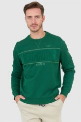 AERONAUTICA MILITARE Zielona bluza męska z aksamitnym logo. Zielone bluzy bez kaptura męskie AERONAUTICA MILITARE, l. W wyprzedaży za 299.99 zł.