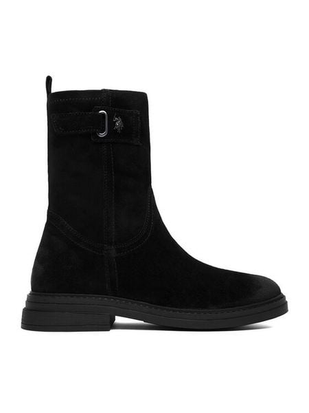 U.S. Polo Assn. Botki CEO-CORINA001W/ELT1 Czarny. Czarne botki damskie U.S. Polo Assn., ze skóry, bez obcasa, na płaskiej podeszwie, bez zapięcia. Za 309.99 zł.