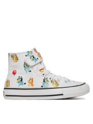 Converse Trampki Converse x Bluey Chuck Taylor All Star Easy On A16463C Biały. Białe trampki i tenisówki chłopięce Converse, bez wzorów, z materiału, retro, bez zapięcia. Za 239.99 zł.