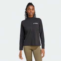Koszulka Terrex Multi Climacool 1/2 Zip Long Sleeve. Czarne bluzki damskie Adidas, xl, bez wzorów, bez kołnierzyka. Za 259.00 zł.