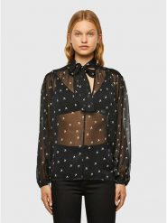 Diesel Clothes Koszula w kolorze czarno-białym rozmiar: M. Czarne koszule damskie Diesel Clothes, m, bez wzorów, bez kołnierzyka, bez ramiączek. Za 206.42 zł.