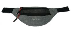 Czarno-Szara Sportowa Saszetka-Nerka, na Zamek, Dwie Komory, na Biodro, Regulowany Pasek, Pako Jeans. Szare paski męskie Pako Jeans, bez wzorów, z jeansu, sportowe. Za 35.00 zł.
