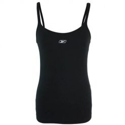 Koszulka treningowa damska Reebok AUWD7039005. Czarne bluzki sportowe damskie Reebok, l, bez wzorów, z bawełny, bez ramiączek. Za 119.00 zł.