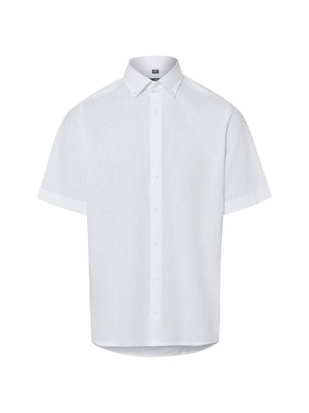 Nils Sundström koszula z krótkim rękawem z lnu Mężczyźni Modern Fit Bawełna biały, XL. Białe koszule męskie Nils Sundström, m, bez wzorów, z bawełny, bez kołnierzyka, bez ramiączek. Za 169.95 zł.