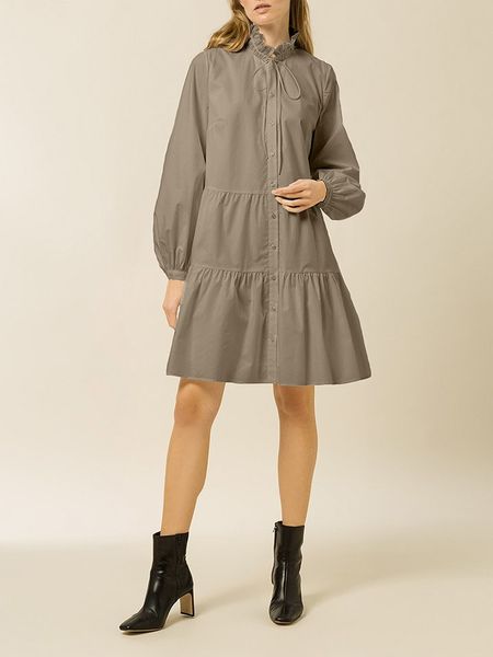 IVY & OAK Sukienka w kolorze khaki rozmiar: 36. Brązowe sukienki damskie Ivy & Oak, bez wzorów, z bawełny, bez kołnierzyka, bez ramiączek, mini. Za 220.63 zł.