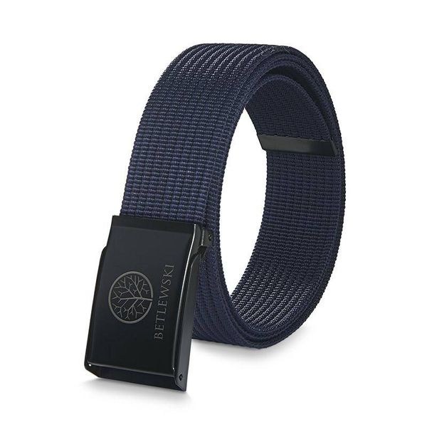 Pasek parciany BETLEWSKI PRC-21_CZ-2 S granatowy. Niebieskie paski męskie Betlewski, bez wzorów, z materiału. Za 34.99 zł.
