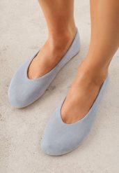 Niebieskie Casualowe Balerinki z Imitacji Zamszu Zambra. Niebieskie baleriny damskie Born2be, bez wzorów, z jeansu, bez obcasa. Za 79.99 zł.