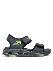 Skechers Sandały Sola Glow Sandal 407032L/CCBK Szary. Szare sandały chłopięce Skechers, ze skóry, bez zapięcia. Za 179.99 zł.