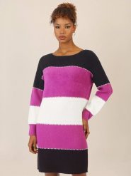 APART Sukienka w kolorze czarno-fioletowo-kremowym rozmiar: 36/38. Czarne sukienki damskie Apart, na co dzień, bez wzorów, z kaszmiru, bez kołnierzyka, bez ramiączek, mini, proste. Za 218.05 zł.