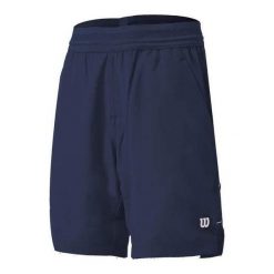 Spodenki tenisowe męskie Wilson Team 7". Niebieskie szorty męskie Wilson, bez wzorów, sportowe. Za 159.99 zł.