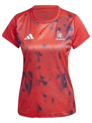Adidas Koszulka funkcyjna "France Handball" w kolorze czerwono-granatowym rozmiar: XL. Czerwone bluzki sportowe damskie Adidas, xl, bez kołnierzyka, bez ramiączek. Za 87.19 zł.