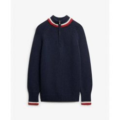 Bluza z polu zamkiem i lamówką dla kobiet Superdry. Niebieskie bluzy bez kaptura damskie Superdry., m, z dzianiny. Za 387.20 zł.