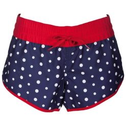 Spodenki kobiece Arena Dots Short. Niebieskie szorty damskie Arena, bez wzorów, z materiału, sportowe. Za 46.32 zł.