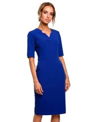 Made of emotion Sukienka w kolorze niebieskim rozmiar: M. Niebieskie sukienki damskie Made Of Emotion, m, bez wzorów, bez kołnierzyka, bez ramiączek, midi. Za 153.34 zł.