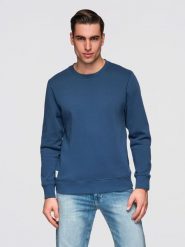 Męska bluza dresowa BASIC z okrągłym dekoltem OM-SSBN-0271 -. Brązowe bluzy bez kaptura męskie Ombre Clothing, m, z bawełny. W wyprzedaży za 118.99 zł.