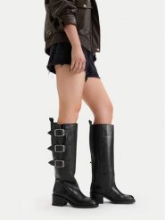 G-Star Raw Kozaki EO-GUNES-4772-25 Czarny. Czarne kozaki damskie G-Star, ze skóry, bez obcasa, na słupku. Za 699.99 zł.