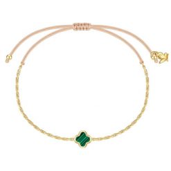 Glanzstücke München Bransoletka koniczyna ze stali nierdzewnej w zlocie z malachitem (synth.) Bransoletki 1 ct Damski. Brązowe bransoletki damskie Glanzstücke München, pozłacane. Za 189.99 zł.