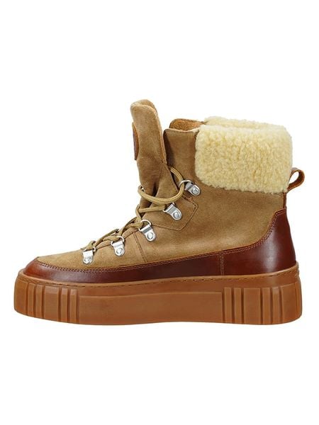 GANT Footwear Skórzane botki "Snowmont" w kolorze jasnobrązowym rozmiar: 40. Brązowe botki damskie GANT Footwear, ze skóry, bez obcasa, bez zapięcia. Za 431.47 zł.