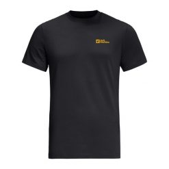 T-shirt męski Jack Wolfskin Essential. Czarne t-shirty męskie Jack Wolfskin, m, bez wzorów, bez kołnierzyka. Za 139.99 zł.