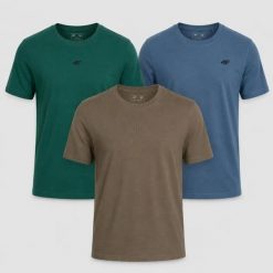 KOMPLET KOSZULEK MĘSKICH ZESTAW 4F T-SHIRT 3PAK. T-shirty męskie 4f, m, bez wzorów, z bawełny, bez kołnierzyka. Za 181.98 zł.