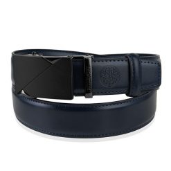 Granatowy skórzany pasek męski ELITE BETLEWSKI® granatowy 115-cm. Niebieskie paski męskie bez wzorów. Za 61.50 zł.