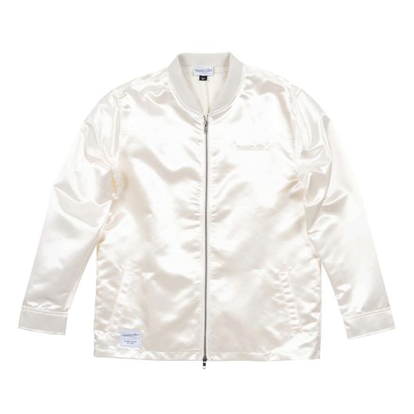 Kurtka Mitchell & Ness satin sports. Białe kurtki treningowe męskie Mitchell & Ness, m, bez wzorów, z satyny. Za 525.50 zł.