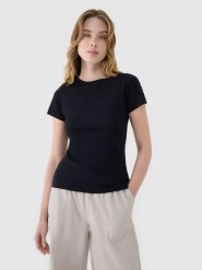 4F T-shirt slim z modalem damski - czarny M. Czarne t-shirty damskie 4f, m, bez wzorów, z bawełny, bez kołnierzyka. W wyprzedaży za 39.99 zł.
