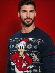 Sweter Kaczor Donald - granatowy. Niebieskie swetry męskie Sinsay, l, bez wzorów, bez kołnierzyka. Za 79.99 zł.