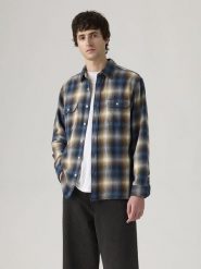 Levi's Koszula flanelowa - Regular fit - w kolorze granatowo-pomarańczowym rozmiar: L. Niebieskie koszule męskie Levi's, l, bez wzorów, z bawełny, bez kołnierzyka, bez ramiączek. Za 165.55 zł.