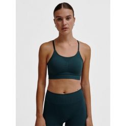 Bezszwowy biustonosz usztywniany dla kobiet Hummel MT Define. Zielone biustonosze HUMMEL, bez wzorów, z tkaniny. Za 161.50 zł.